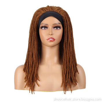 Long Black Straight Headband Dreadlock Wig Synthetic Soft Faux Locs Wigs Braiding Crochet Twist Hair Wigs For Black Women/Men